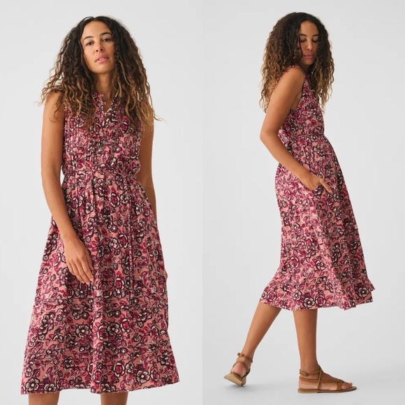 Faherty Dresses & Skirts - NWT Faherty Isha Floral Midi Dress Rose Desert Blossom